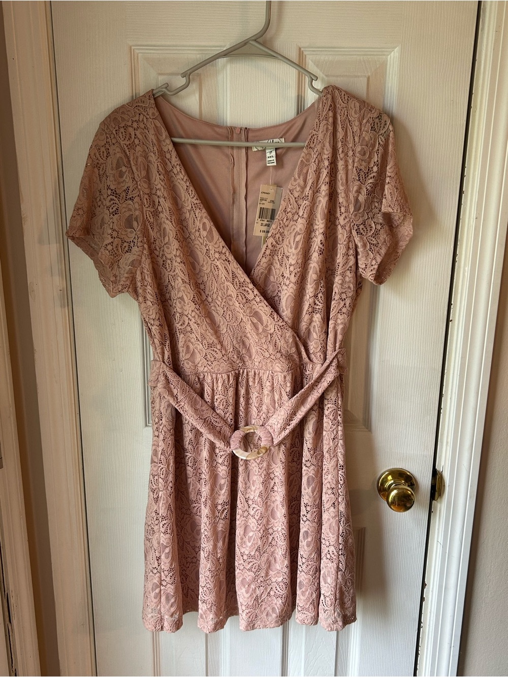 Speechless Blush Lace Romper with Belt